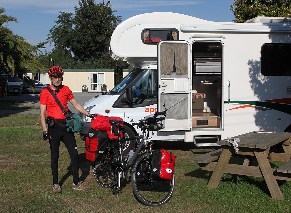 Aufbruch vom Campingplatz in Christchurch